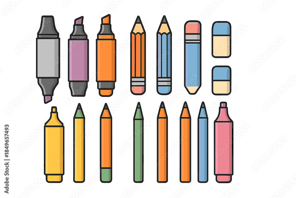 Obraz premium Stationery Icons Set