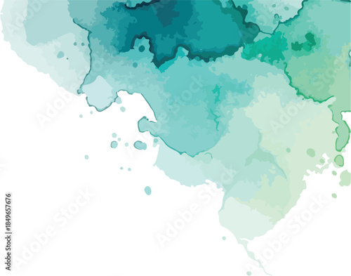 Teal Watercolor Splash on White Background