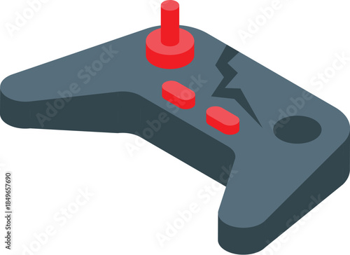 Broken video game controller with visible crack, symbolizing frustration, loss of control, and equipment malfunction