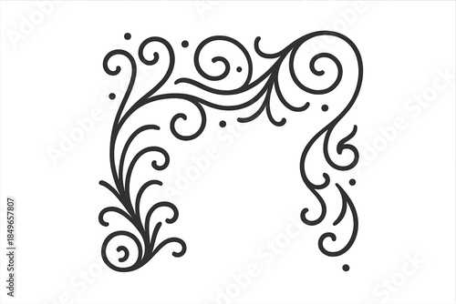 Ornate Corner Flourish Element with Swirls and Dots