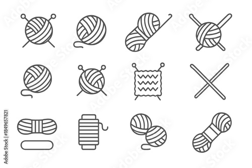 Knitting and Crochet Icon Set