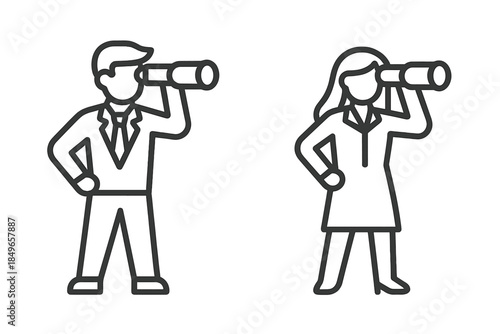 Business people looking through telescopes