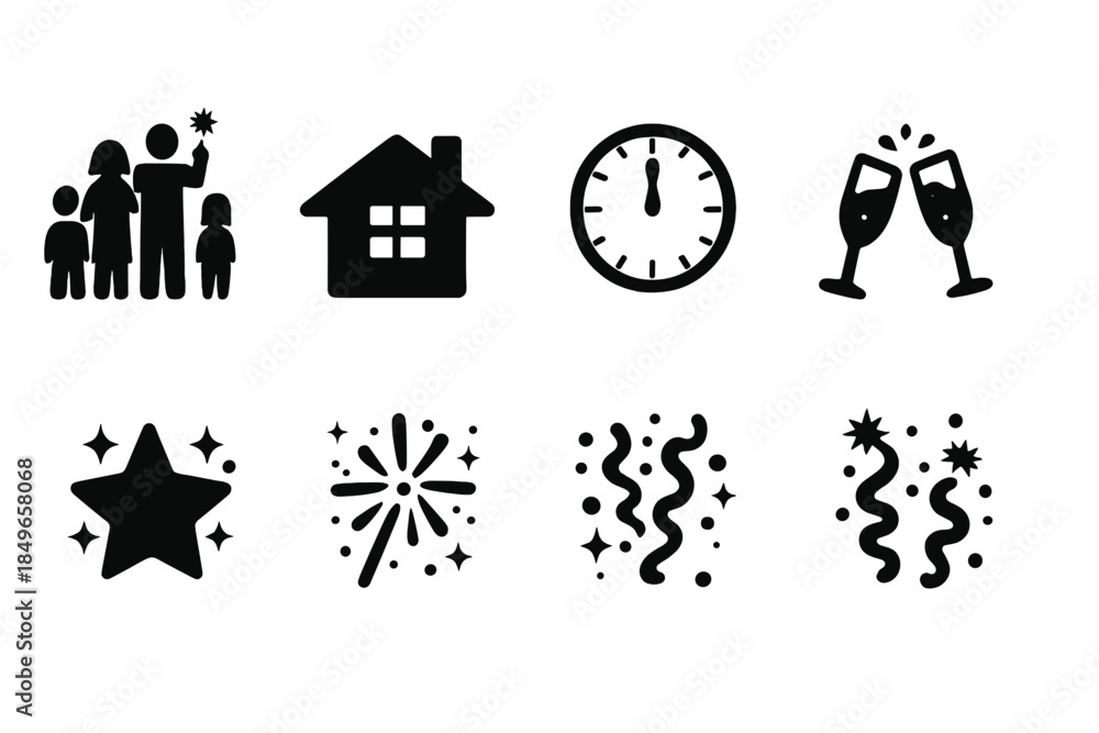custom made wallpaper toronto digitalFamily NYE Icons. Family NYE silhouettes. Filled icon set of family NYE silhouettes: silhouette family,