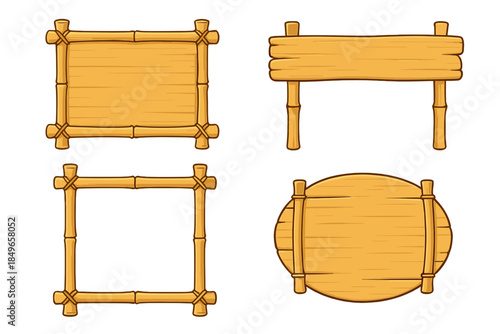 Collection of Wooden Signs and Frames with Bamboo Accents