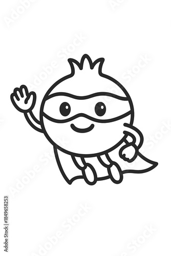 Cute Pomegranate Superhero Character