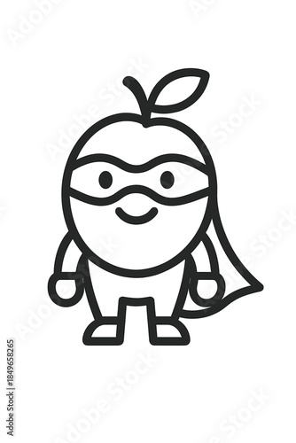 Cute Superhero Apple Character Icon