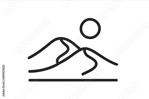 Minimalist desert landscape with sun and dunes icon