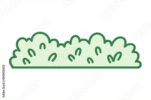 Green cartoon bush with outlines