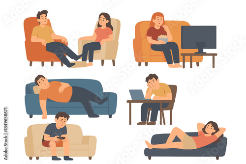 People relaxing at home