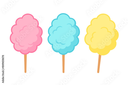 Three glowing cotton candy treats on sticks