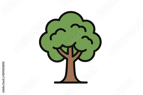 Stylized green tree icon with brown trunk and branches