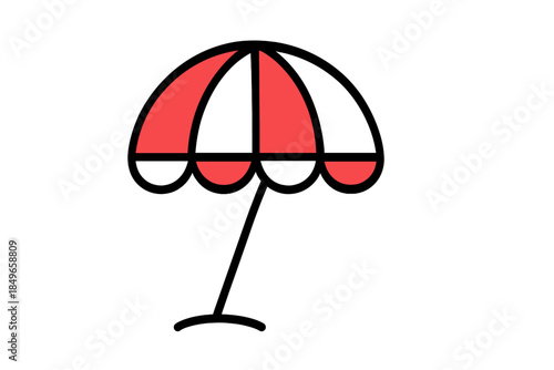 Simple red and black umbrella icon