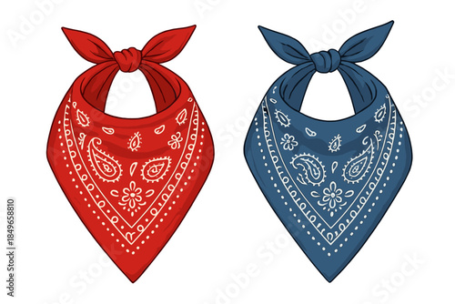 Two Bandanas, Red and Blue