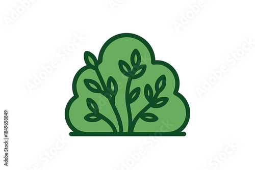 Green bush with leaves and branches icon