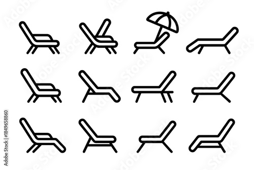 Collection of minimalist beach chair icons