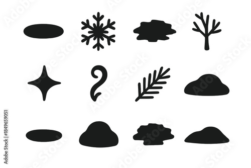 Frozen Shadow Icons. Frozen ground shadow collection. Filled icon set of frozen ground shadow collection:
