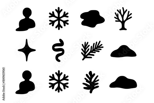 Winter Twilight Shadows. Winter twilight shadows collection. Filled icon set of winter twilight shadows