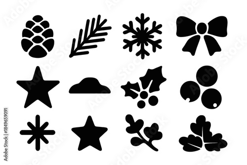 Festive Pinecone Icons. Festive pinecone symbols. Filled icon set of festive pinecone symbols: pinecone