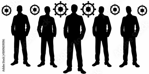 Silhouettes of men with target symbols above their heads a conceptual design