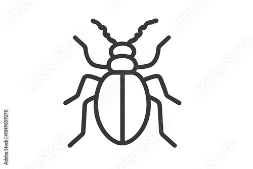 Minimalist outline of a beetle on a grey background