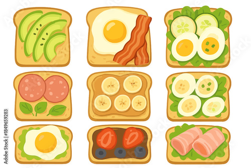 Cute Breakfast Toasts Variety