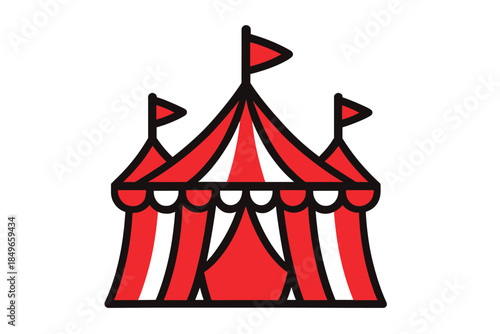 Red Circus Tent with Flags