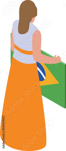 Woman proudly displaying brazilian flag, symbolizing national pride and identity