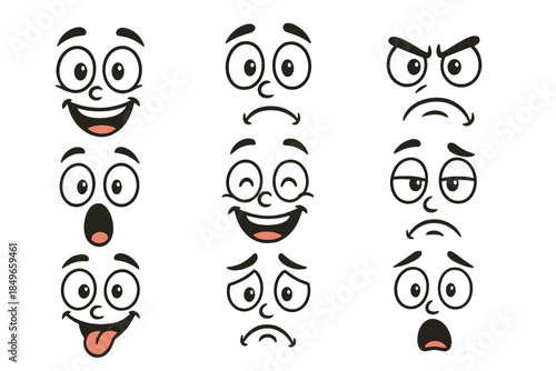 Cartoon Faces Expressing Different Emotions