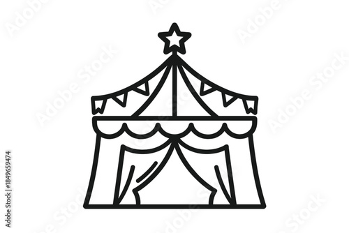 Circus tent with star and flags