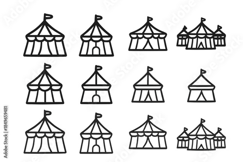 Circus Tents Icons Set
