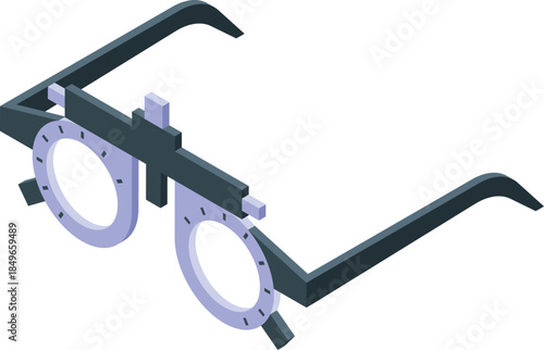 Optometry trial frame used for vision testing and eye examination, improving eyesight and providing ophthalmic solutions