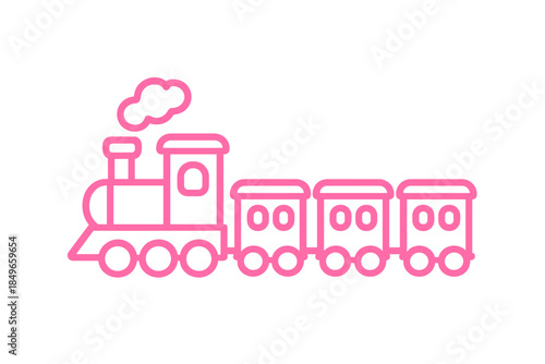 Neon Pink Train Illustration on Gray Background