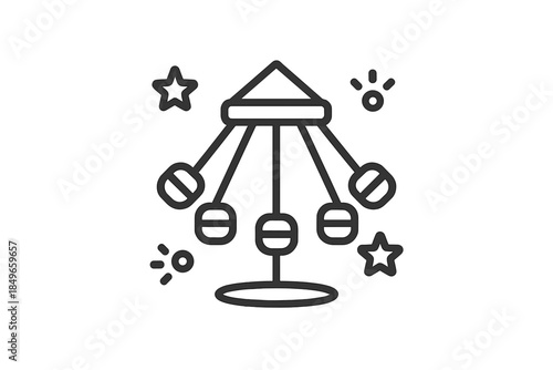 Amusement park ride icon with stars and sparks