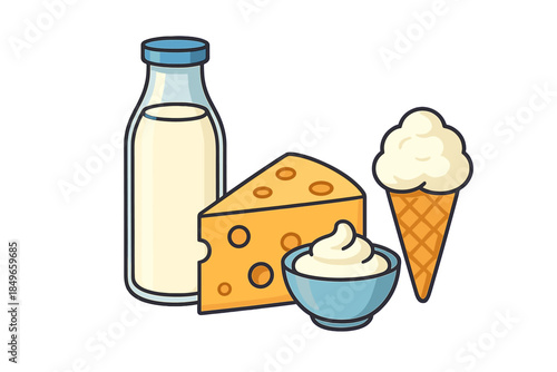 Dairy products arrangement illustration