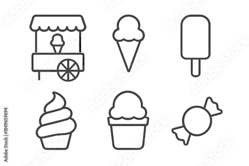 Ice cream icons and sweet treats