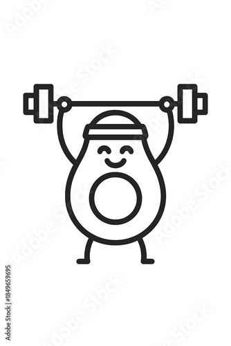 Canvastavla Cute Avocado Character Lifting Weights