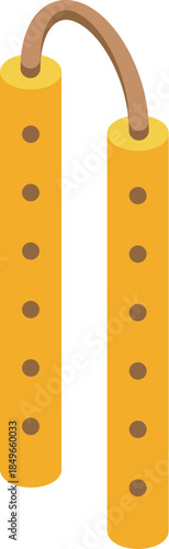 Nunchaku rotating, demonstrating martial arts concept with traditional asian fighting weapon