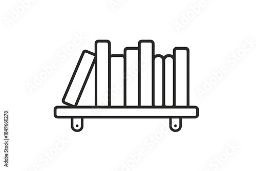Simple bookshelf icon with books