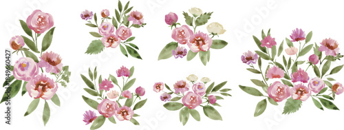 Elegant watercolor flower frame set.