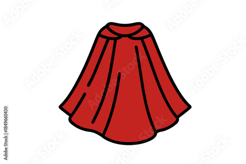 Red cape illustration with black outline and shadow