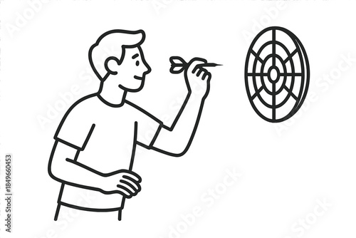 Man throwing a dart at a dartboard
