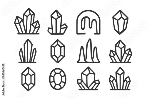 Gemstone and Crystal Icons Set