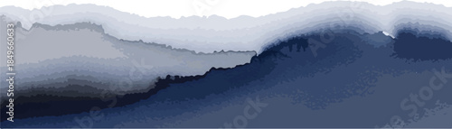 Dark Blue and White Watercolor Landscape