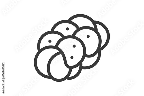 Abstract woven circular shapes with dots on grey background