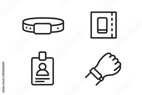 Set of four icons representing identification methods