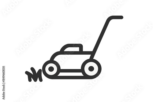 Stylized Lawn Mower Icon on Gradient Background