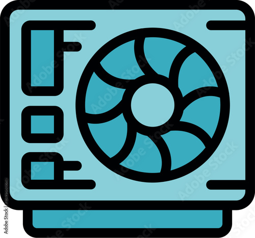 Conditioner cooling system ensuring efficient temperature regulation through rotating fan and control panel, ideal for maintaining comfortable indoor environments