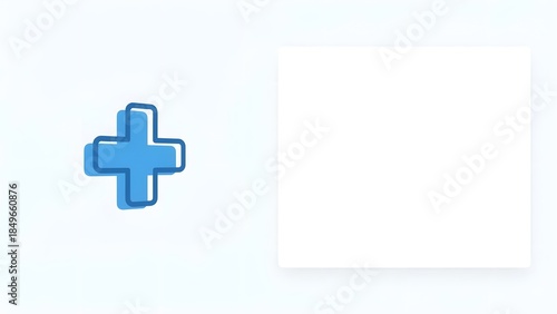 Blue Medical Cross Symbol on White Background.