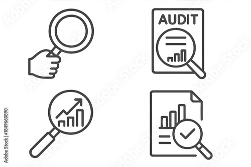 Business audit and analysis icons