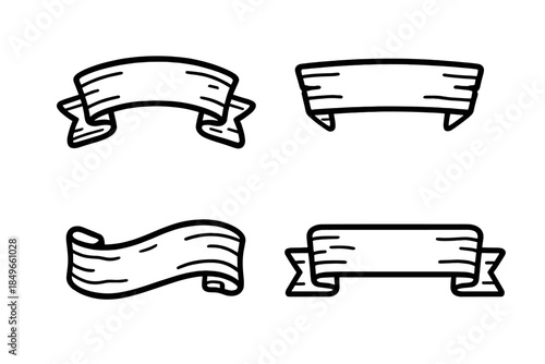 Four Hand-Drawn Ribbon Banners